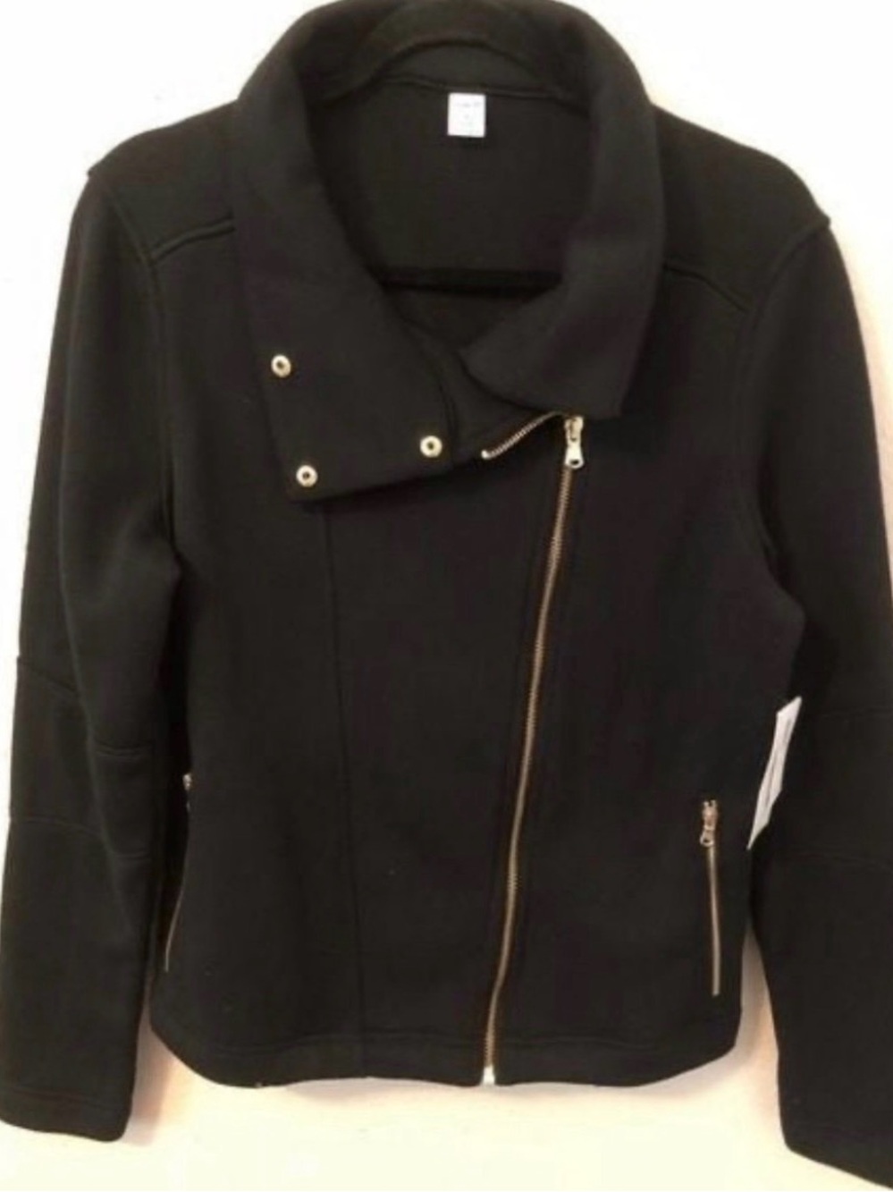 Old Navy Black Asymmetric Zip Moto Jacket women’s